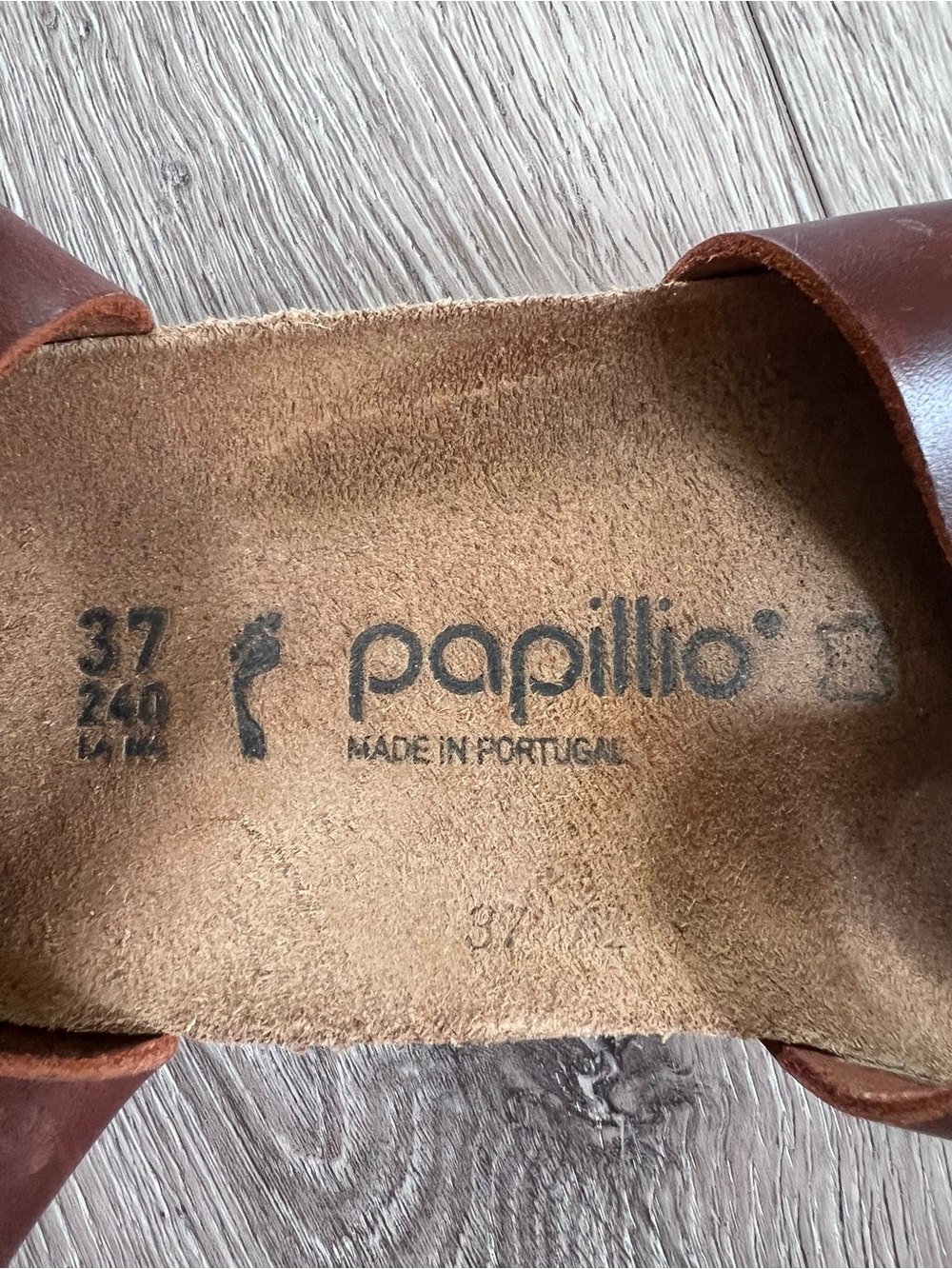 Birkenstock Papillio Lola Cognac Leather Wedge Sandals - Picture 9 of 11